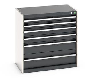 Bott Cubio drawer cabinet with overall dimensions of 800mm wide x 525mm deep x 800mm high Cabinet consists of 2 x 75mm, 2 x 100mm, 1 x 150mm and 1 x 200mm high drawers 100% extension drawer with internal dimensions of 675mm wide x 400mm deep. The... Bott Drawer Cabinets 800 Width x 525 Depth